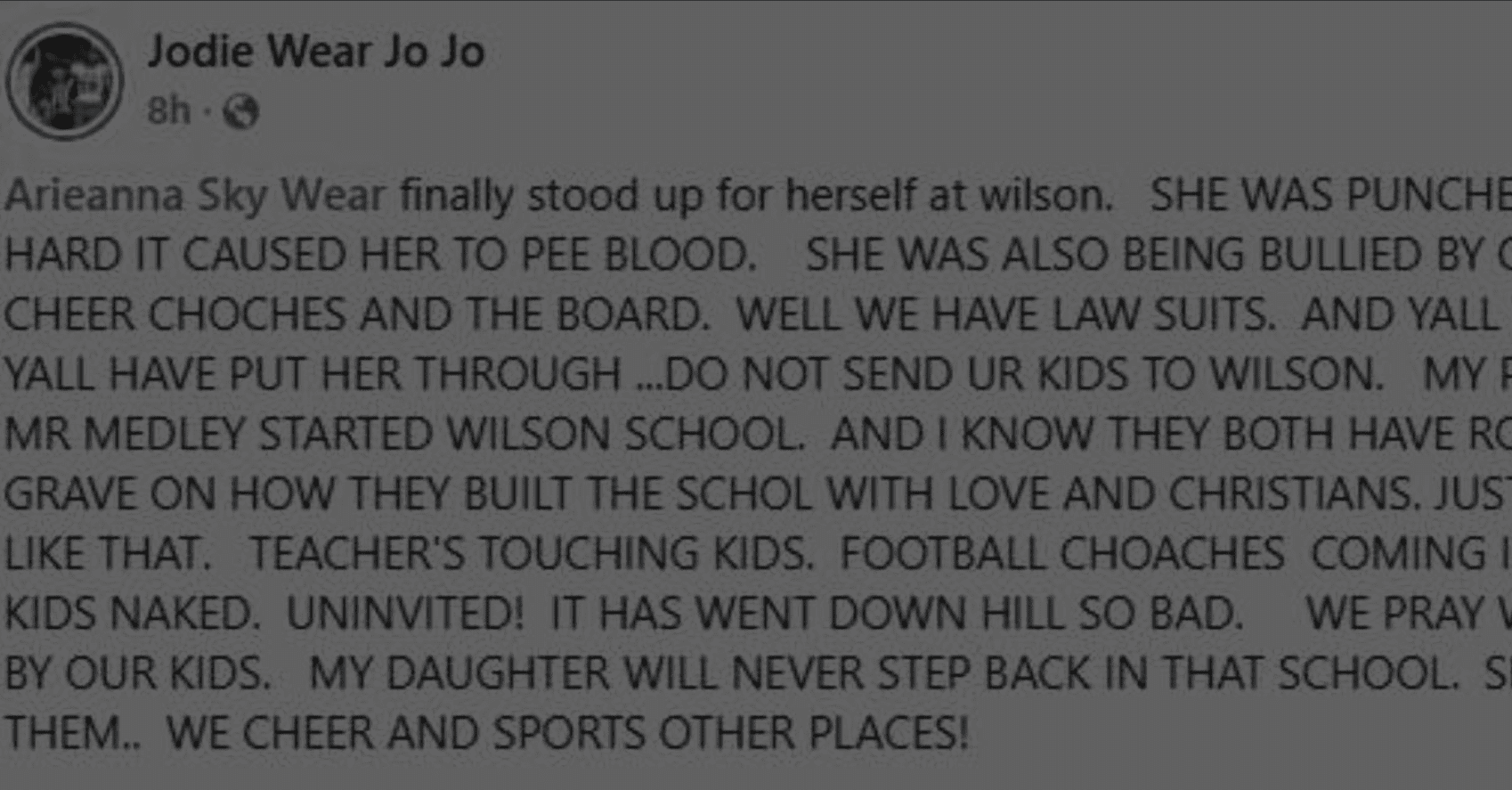 Alabama Mom Says Her Daughter Peed Blood After Being Hurt At Wilson School And Blames Staff For Bullying