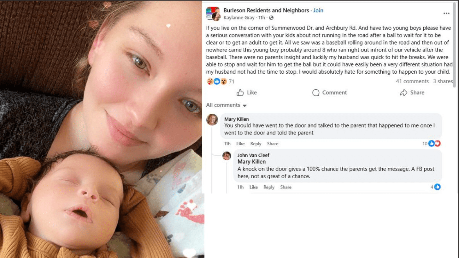 Child Runs Into Road While Chasing Baseball in Burleson and Driver Stops Just in Time as Community Talks About Street Safety