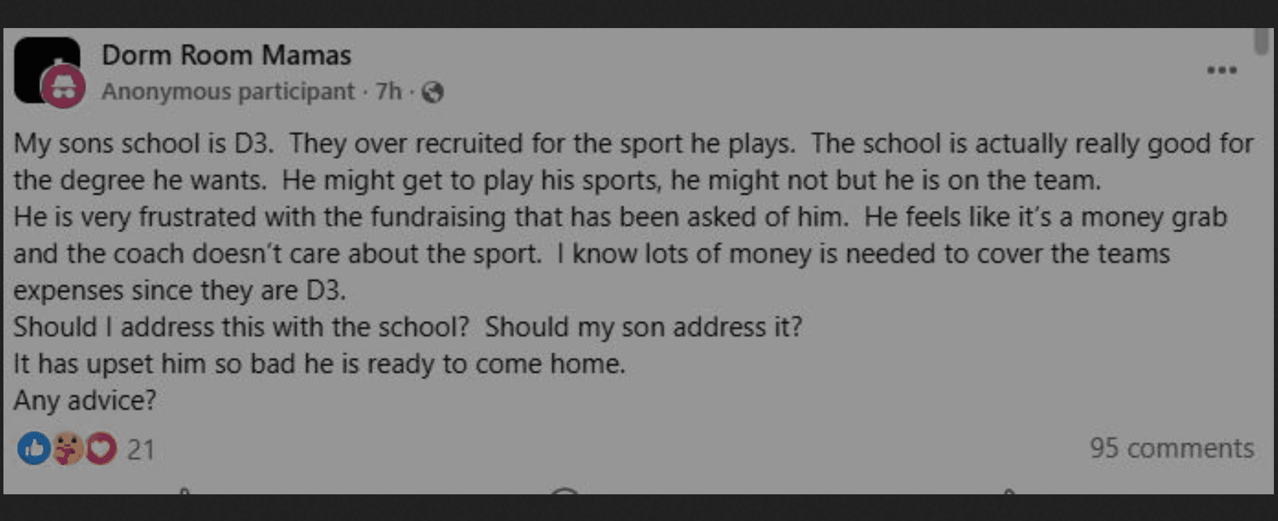 D3 Athlete Frustrated by Fundraising Requirements, Considers Leaving School