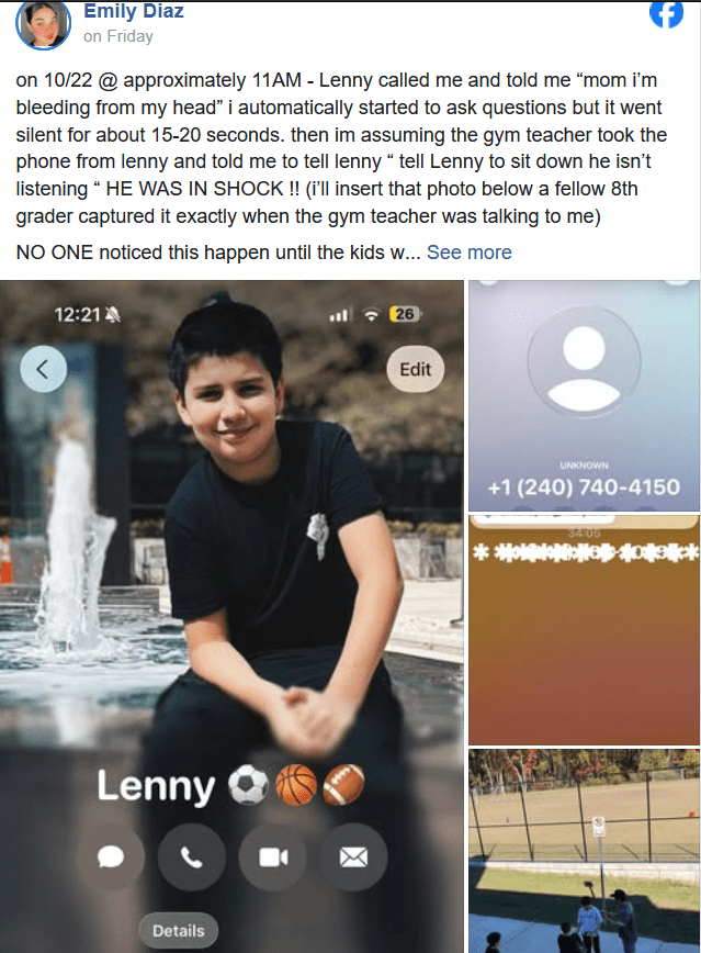 Lenny’s Mother Emily Diaz Demands Answers After Learning MCPS Was Not Told On Time About The School Incident