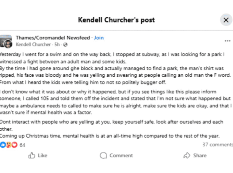 Thames Resident Stops For A Swim Then Sees A Fight Break Out Between A Man And Kids Outside Subway