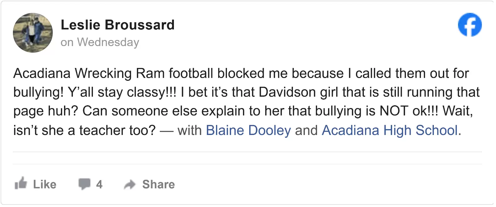 Acadiana High Football Page Brags After Loss And Ends Up Upsetting Fans