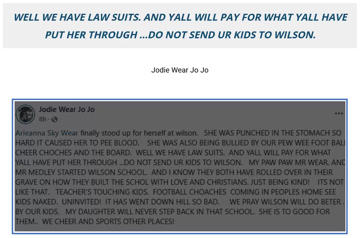 Alabama Mom Says Her Daughter Peed Blood After Being Hurt At Wilson School And Blames Staff For Bullying