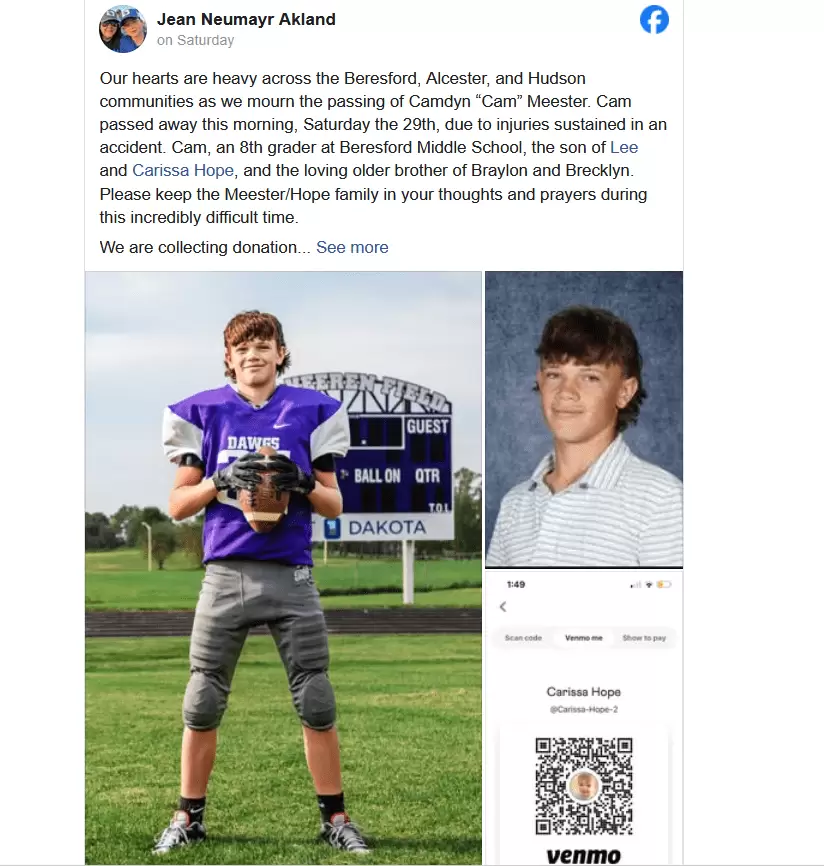 Beresford Community Mourns the Loss of 8th Grader Camdyn Meester (2) Beresford Community Mourns the Loss of 8th Grader Camdyn Meester