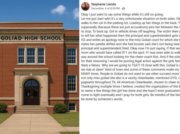 Goliad High School Varsity Cheerleader Case Gets Community Talking After Student Says She Was Hurt Between Cars