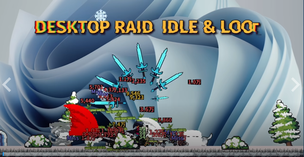 Desktop Raid, idle RPG, hero builds, loot strategy, automated combat, pixel RPG, side-scrolling game, PC idle games, RPG progression